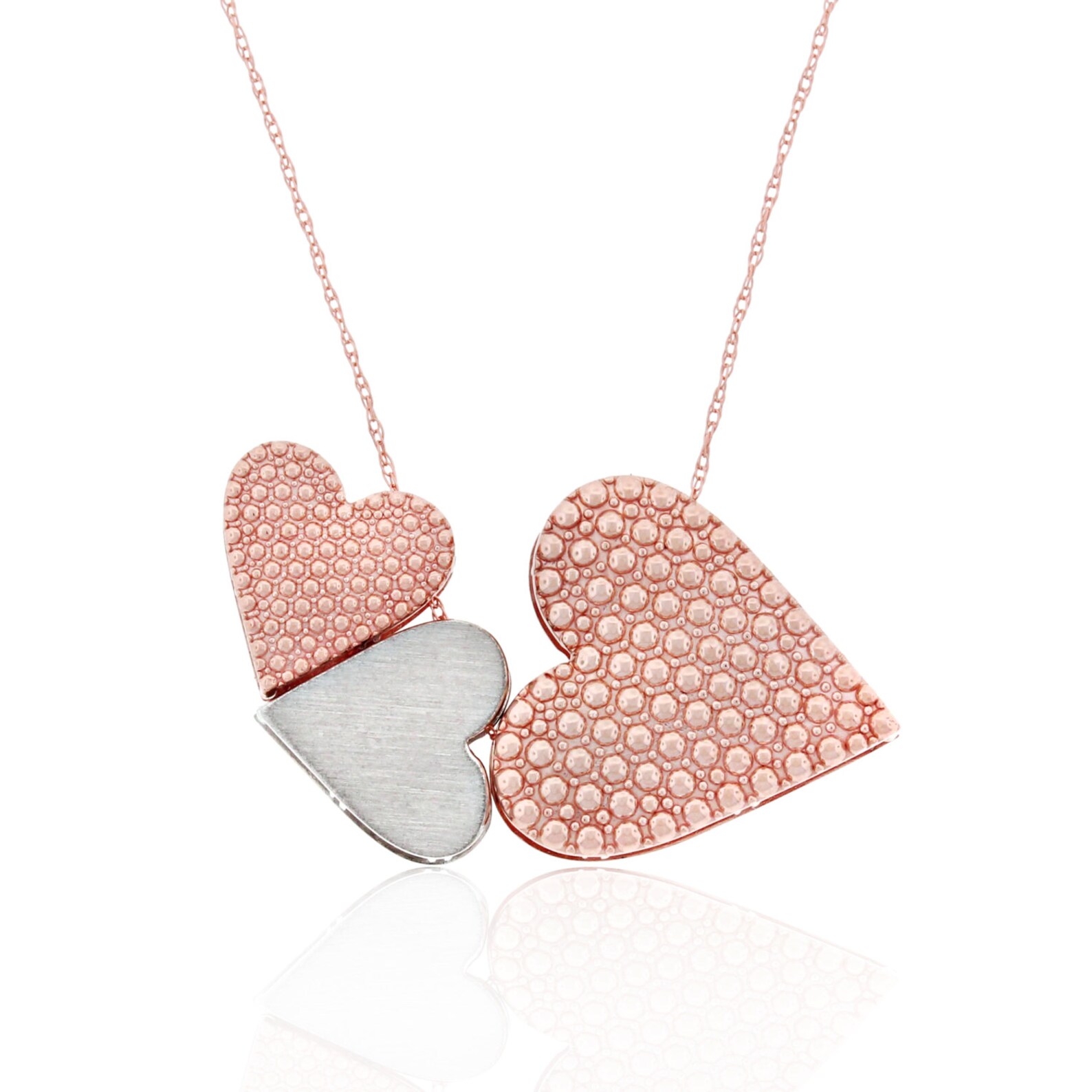 Gold Three Hearts Necklace Etsy