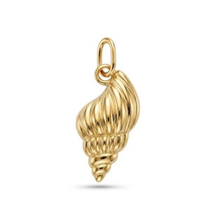 Gold Sea Shell Conch Pendant Necklace - 10 Karat Solid Gold - Seashell Necklace - Ocean Jewelry - Optional Chain