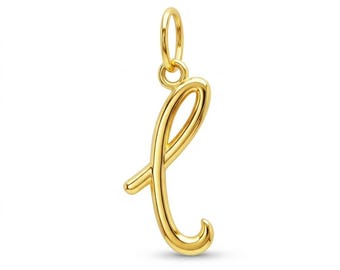 Gold Lower Case Initial L Charm - Letter L Pendant Necklace -  10 Karat Solid Gold with Optional Gold Chain