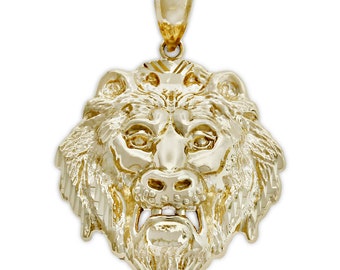 Gold Lion's Head Charm Pendant - Lion Head Pendant - 10 Karat Solid Gold - Optional Gold Chain - Lion Necklace