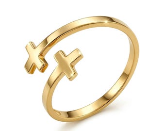 Sideways Cross Ring - 10 Karat Solid  Gold - Size 7 - Gold Ring - Religious Cross Ring - Cross Ring