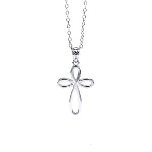 Silver Rounded Cross Pendant Necklace- 925 Sterling Silver- Silver Adjustable Necklace 16&quot;-18&quot; - Religious Cross Necklace