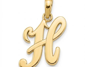 Gold Initial Letter "H" Charm - 14 Karat Solid Gold with Optional Gold Chains! - Letter Pendant Necklace