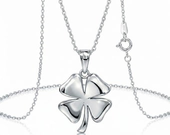 Collar de trébol de plata - Plata de ley 925 - Collar ajustable de plata de 40,6 a 45,7 cm - Un regalo ideal para hombres y mujeres - Joyería irlandesa
