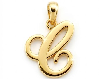 Gold Initial Letter "C" Charm - 14 Karat Solid Gold with Optional Gold Chains - Letter C Pendant