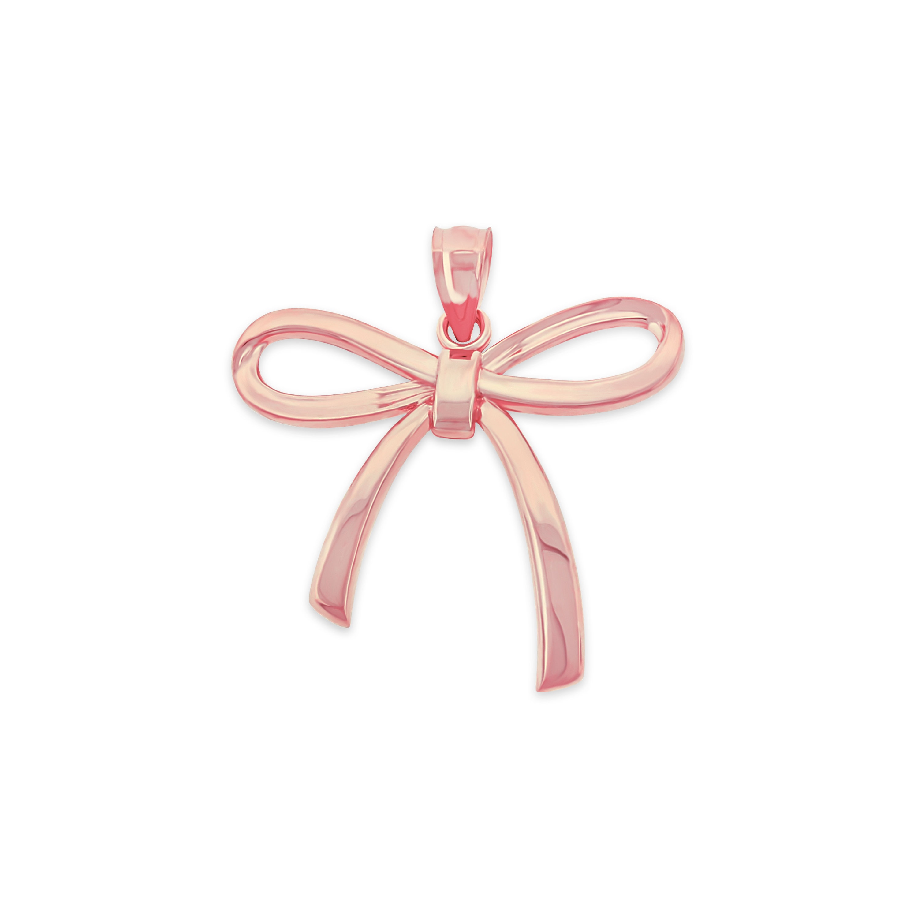 ★HAS★ HDM019 Long bow ribbon necklace 14k Gold Polished Ribbon Bow Pendant with Chain Necklace