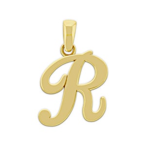 Dije de oro con la inicial "R" - Colgante con la letra R - Oro macizo de 14 quilates con cadenas de oro opcionales