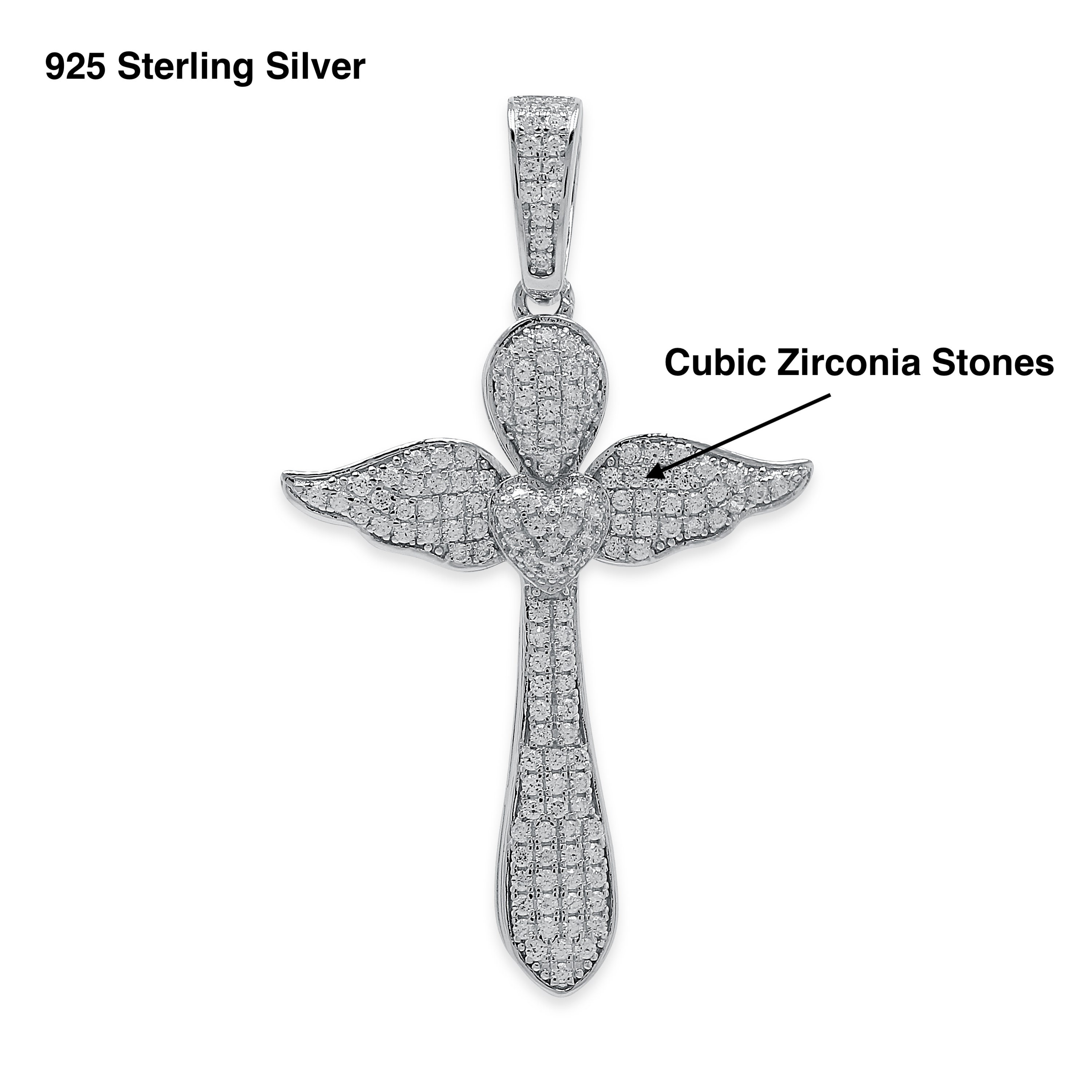 Cross with Fleuree and Cubic Zirconia Stones Sterling Silver, Pendant Only Cross with Fleuree and Cubic Zirconia Stones Sterling Silver, Pendant Only
