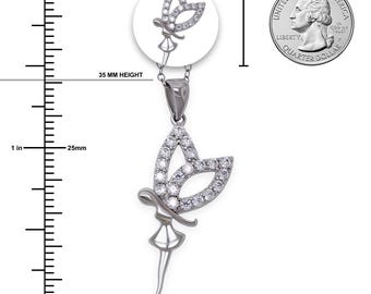 Silver Fairy Angel Necklace With Cubic Zirconia Stones - 925
