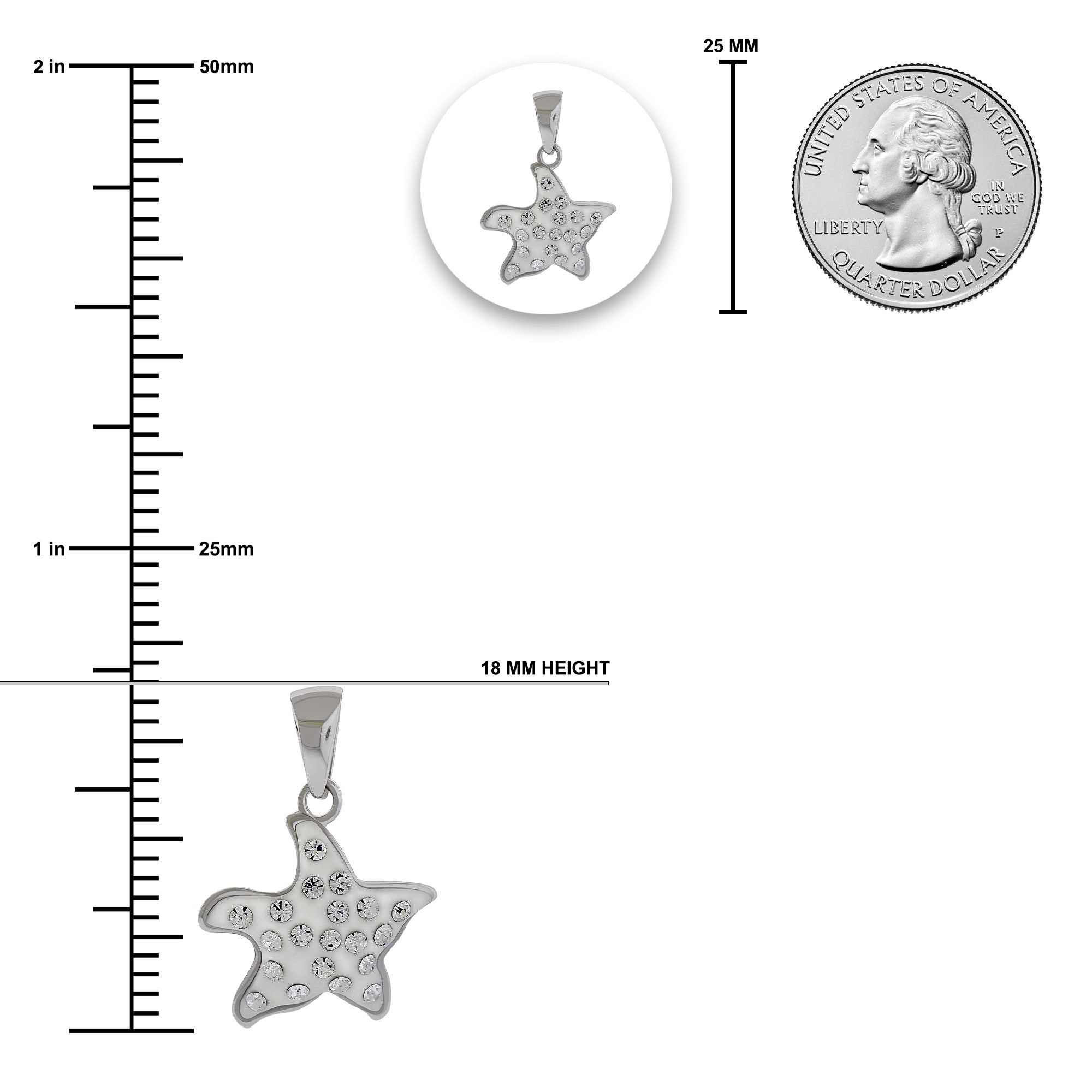 Pendentif étoile De Mer Et Chaîne En Argent Sterling 925 - Zircons Cubiques - 10,88 Gr