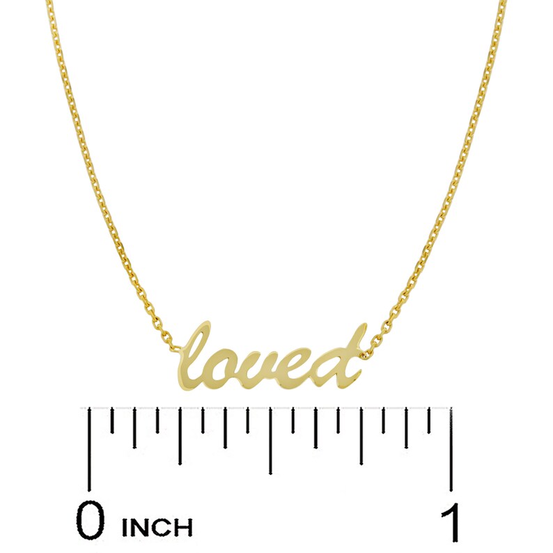 14 Karat Solid Gold Gold Script Loved Adjustable Necklace and Choker