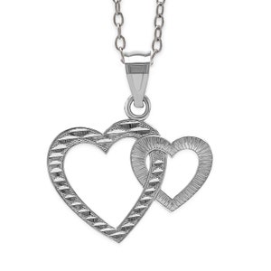 Double Heart Pendant Necklace- 925 Sterling Silver- Silver Adjustable Necklace 16&quot;-18&quot; - Heart Necklace