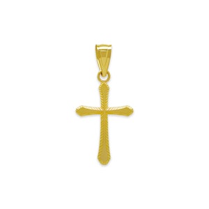 Mini Gold Cross Charm - 14k Solid Gold - Religious Cross Necklace - Baptism Gift- First Communion Gifts - Optional Gold Chain