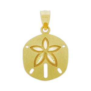 Gold Sand Dollar Pendant Necklace - 14 Karat Solid Gold - Nautical Ocean Jewelry - Optional Gold Chain