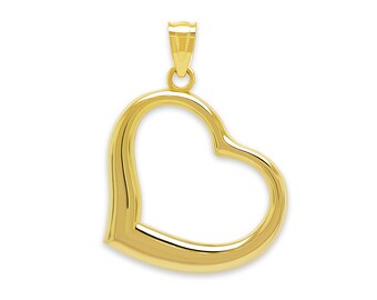 Gold Heart Pendant  - 14k Solid Gold - Optional Gold Chain - Heart Necklace - Gifts For Her - Heart Jewelry