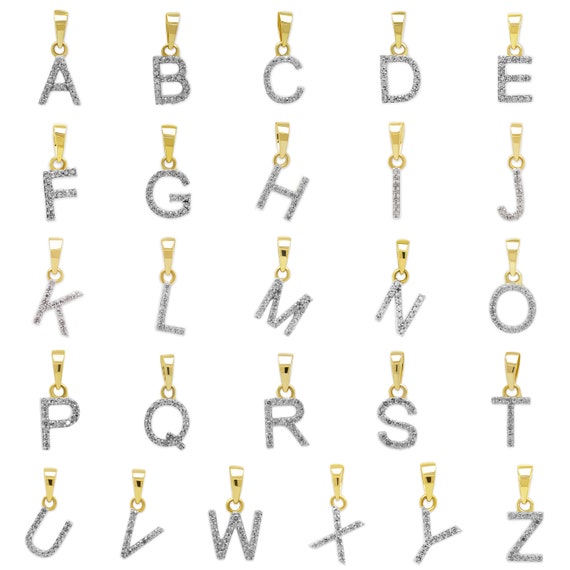 Diamond Initial Pendant A-Z 10 Karat Gold Letter Pendant Initial Necklace  Dainty Initial Charm Alphabet Letter Necklace 