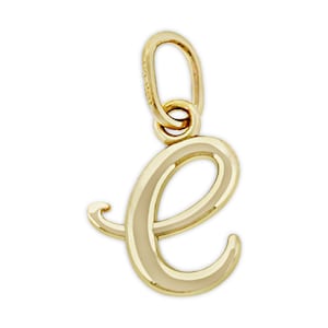 Pingente inicial E em caixa baixa dourada - Ouro maciço de 10 quilates - Colar com letra E - Corrente de ouro opcional