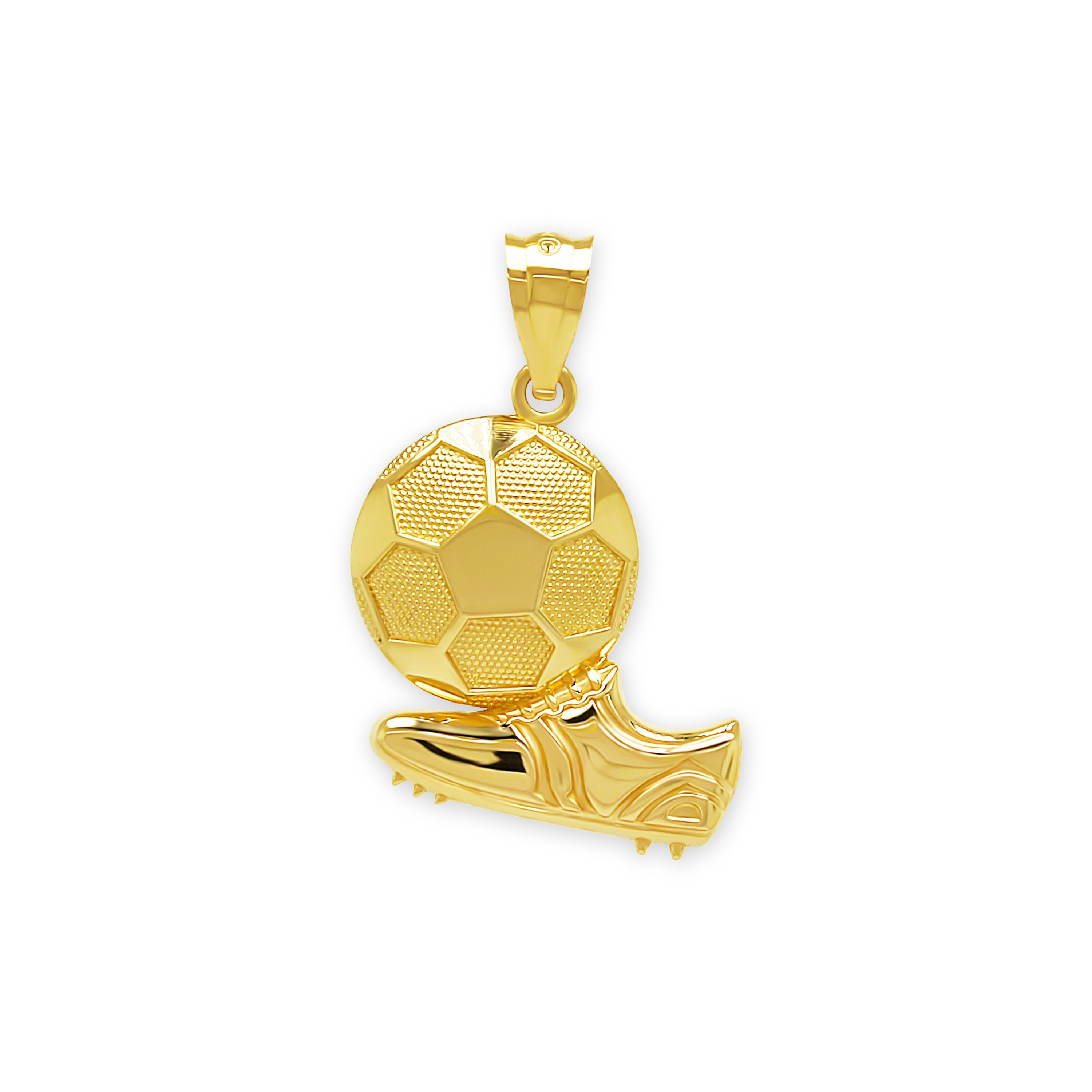 Gold Soccer Ball Futbol Charm Soccer Ball Pendant 10 Karat Solid