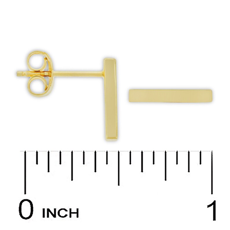 14 Karat Solid Gold Gold Bar Stud Earrings