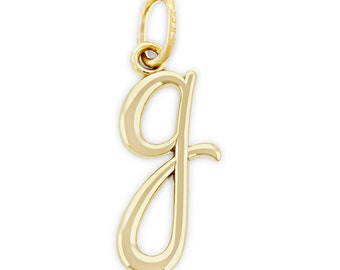 Gold Lower Case Initial G Charm - 14 Karat Solid Gold - Letter G Necklace - Optional Gold Chain