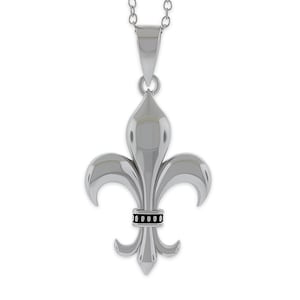 Colar Flor de Lis em Prata - Prata Esterlina 925 - Colar Ajustável em Prata 16"-18" - Pingente Flor de Lis