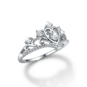 Anillo de tiara de princesa de plata - Plata de ley 925 - Piedras CZ - Anillo de corona - Joyería real - Anillo elegante