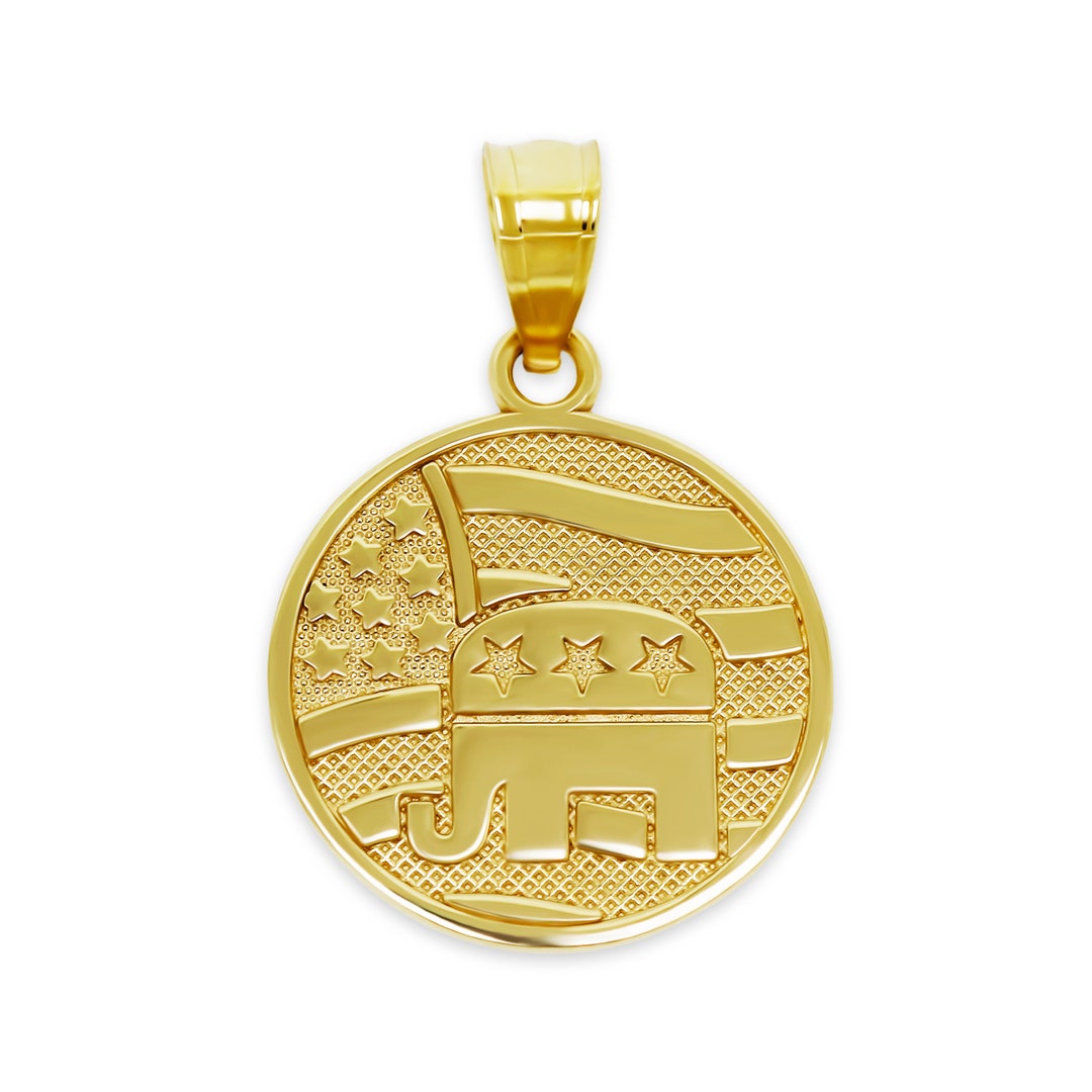 Gold Republican Elephant Charm Pendant - 10 Karat Gold - Republican ...