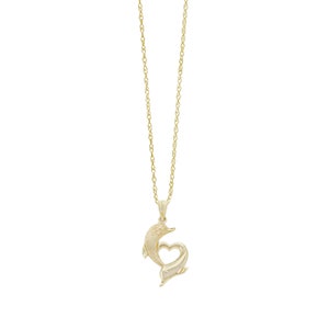 Gold Dolphin Heart pendant with gold chain