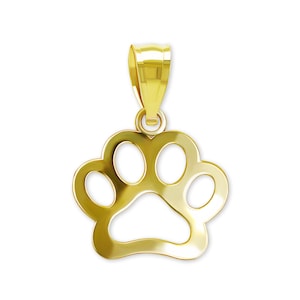 Goldhundepfote Anhänger Anhänger - Hundepfote Halskette - 10 Karat Gelbgold - Optional Goldketten -Pfote Abdruck Anhänger Halskette