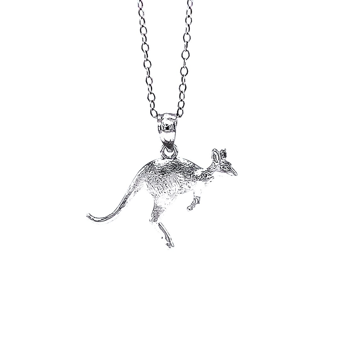 Silver Kangaroo Necklace Kangaroo Jewelry 925 Sterling Silver Silver Adjustable Necklace 1618