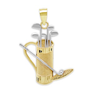 Gold Golf Bag Charm - Golf Pendant - 10 Karat Solid Gold - Father's Day Jewelry - Golf Jewelry - Gold Pendant