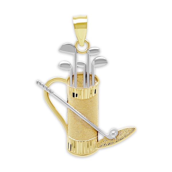 Gold Golf Bag Charm - Golf Pendant - 10 Karat Solid Gold - Father's Day Jewelry - Golf Jewelry - Gold Pendant