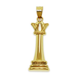 Gold King Chess Pendant Necklace - 10 Karat Gold - Chess Jewelry - Chess Medallion - King Jewelry - Optional Gold Chain