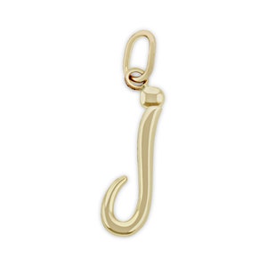 Gold Lower Case Initial J Charm - 10 Karat Solid Gold - Letter J Necklace - Optional Gold Chain