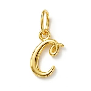 Dije de inicial C minúscula en oro - Collar con colgante de letra C - Oro macizo de 10 quilates - Cadena de oro opcional
