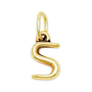 Gold Bubble Puff Initial S Charm Pendant - 3D Puffed Letter Charm - 10 Karat Gold - Letter S Necklace- Letter S Pendant -Optional Gold Chain