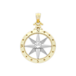 Gold Compass Pendant Necklace - Nautical Necklace - 10 Karat Solid Gold - Optional Gold Chain - Compass Jewelry - Nautical Jewelry