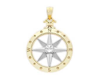 Gold Compass Pendant Necklace - Nautical Necklace - 10 Karat Solid Gold - Optional Gold Chain - Compass Jewelry - Nautical Jewelry