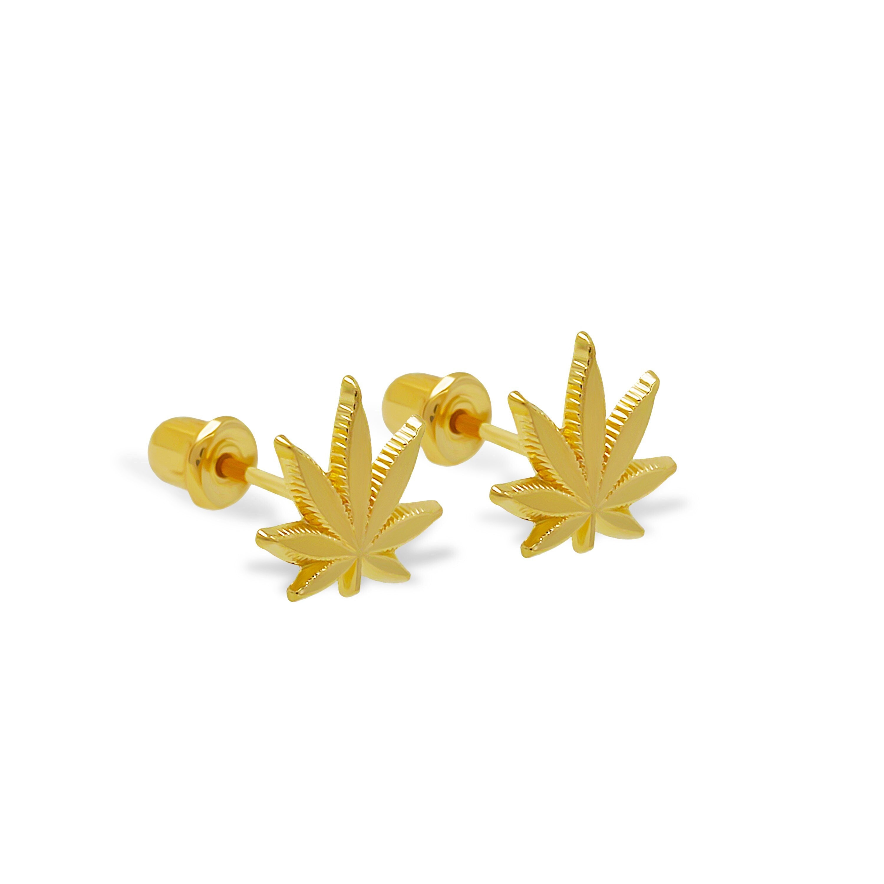 Gold Weed Earrings Etsy Canada