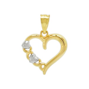 Gold Hugs and Kisses Heart Charm XOXO - 14 Karat Solid Gold - Heart Necklace - Optional Gold Chain - Heart Pendant Charm - Mother Day