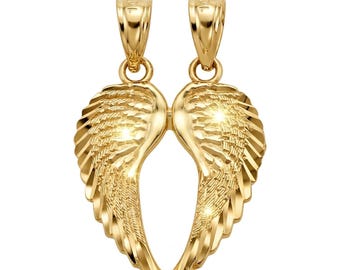Gold Break-Apart Angel Wings Charm, 10K Solid Gold, Friendship, Family, Everyday Jewelry, Charm America, Love, Angelic,  Unique, Valentine's
