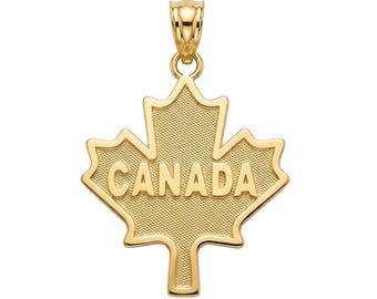 Gold Maple Leaf Canada Charm - 10 Karat Solid Gold Jewelry - Maple Leaf Pendant - Gold Leaf Necklace - Optional Gold Chain