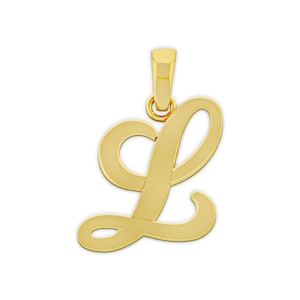 Charm con letra inicial "L" en oro - Collar colgante con letra L - Oro macizo de 14 quilates con cadenas de oro opcionales.