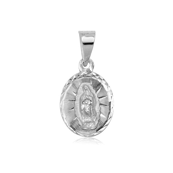 Collier en argent Lady of Guadalupe - Argent sterling 925 - Cadeau de baptême - Bijoux religieux - Pendentif Vierge Marie
