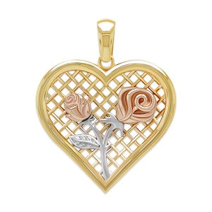 Gouden harthanger met bloemen - 14 karaat goud - hartketting voor haar - Valentijnsdagcadeau - optionele gouden ketting