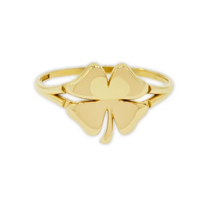 Bague trèfle à quatre feuilles en or - Bague trèfle - Or massif 10 carats - Bague trèfle irlandais - Bague porte-bonheur - Bague en or