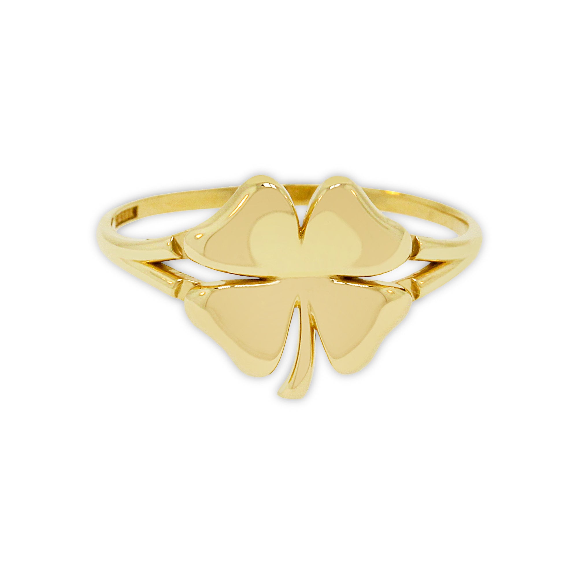 Gold Four Leaf Clover Shamrock Ring