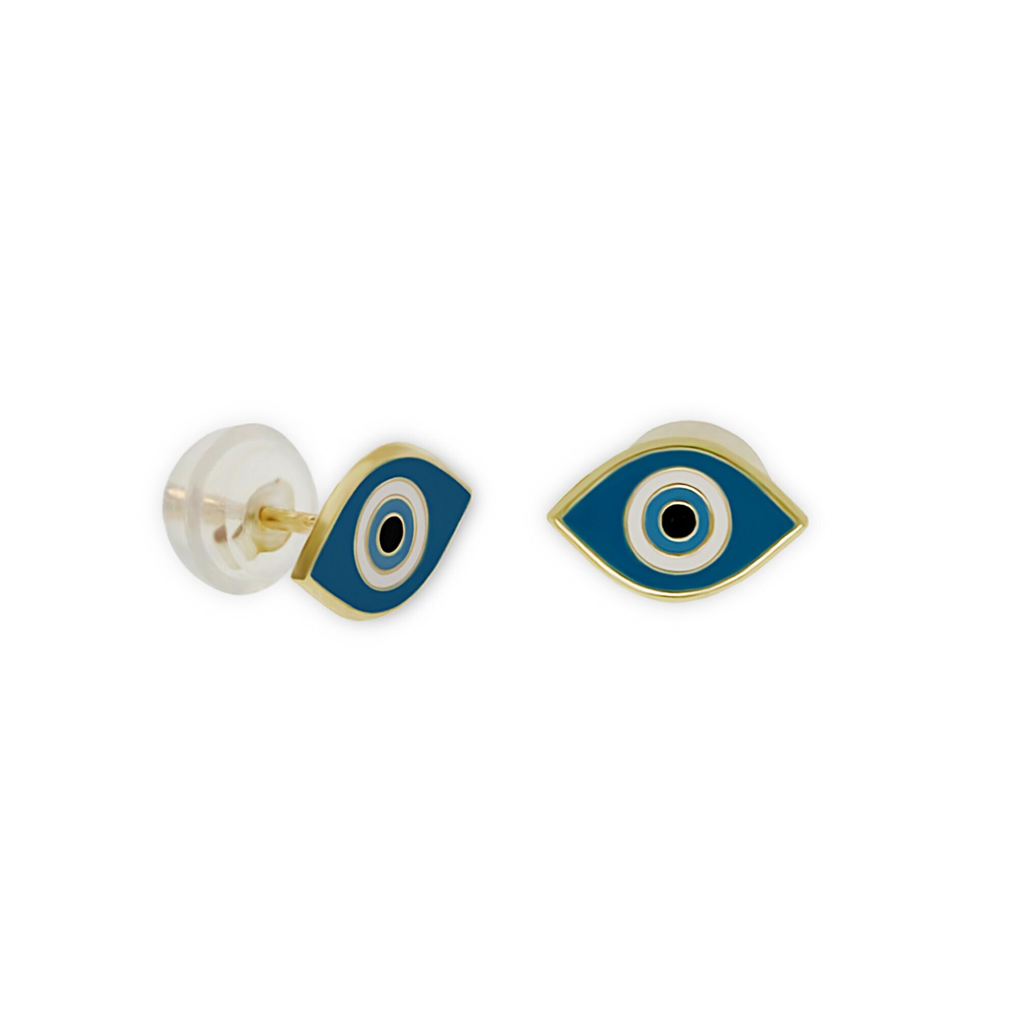 Buy Gold Evil Eye Stud Earrings 14 Karat Solid Gold Evil Eye Online in  India - Etsy