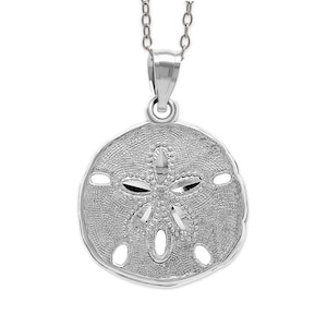 Silver Sand Dollar Necklace- 925 Sterling Silver- Silver Adjustable Necklace 16&quot;-18&quot; - Sand Dollar Pendant - Animal Necklace