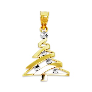 Gold Christmas Tree Charm - 10 Karat Gold  - Christmas Tree Jewelry Necklace - Christmas Jewelry - Holiday Gift - Optional Gold Chain